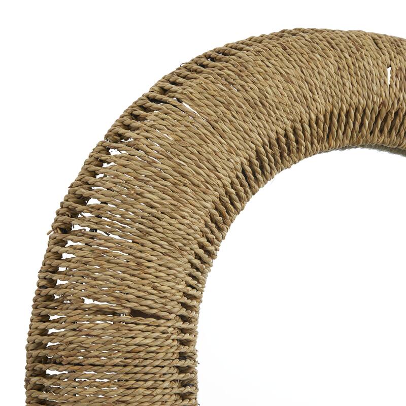 Rattan Woven Room Wall Mirror with Arched Top - Brown - Roche River Decor