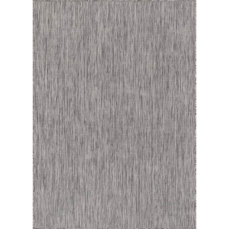 Aloha Washable Solid Indoor Outdoor Area Rug Patio Deck Living Room - 8x10 - Silver