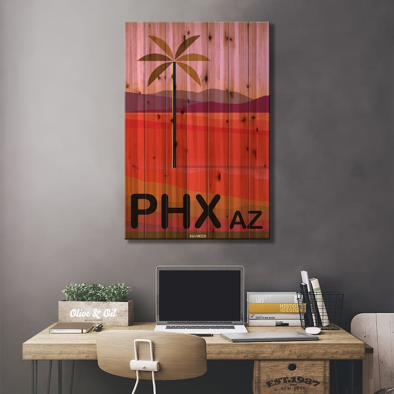 Phoenix Travel Poster Print On Wood by Charles Harker - Multi-Color