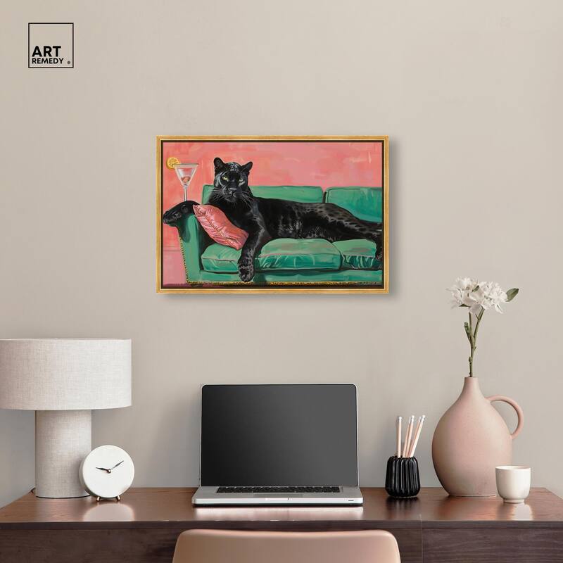 Lounging Panther Canvas by Art Remedy