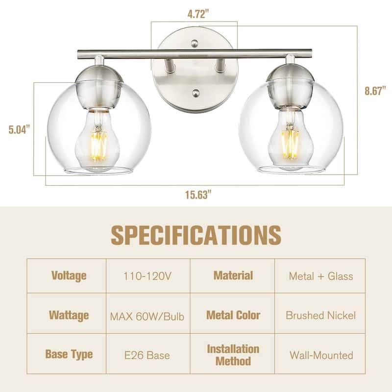 Globe Bathroom Vanity Light Bathroom Over Sink Lighting