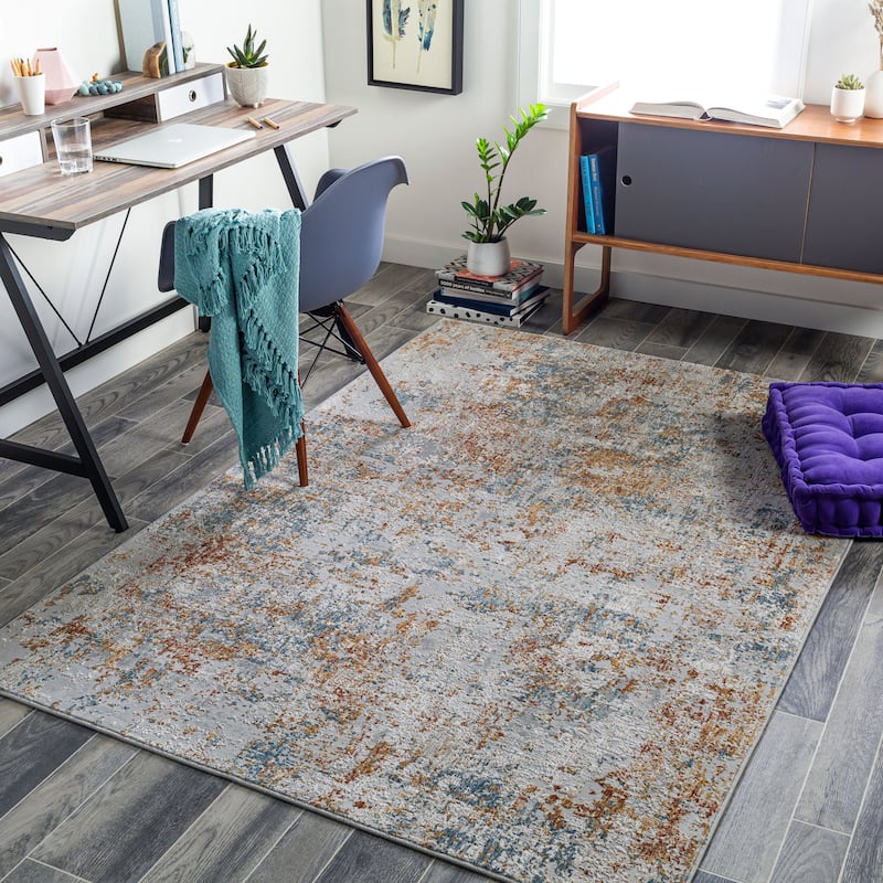 Livabliss Industrial Carmel Abstract Area Rug - 2' x 2'11" - Rust/Grey