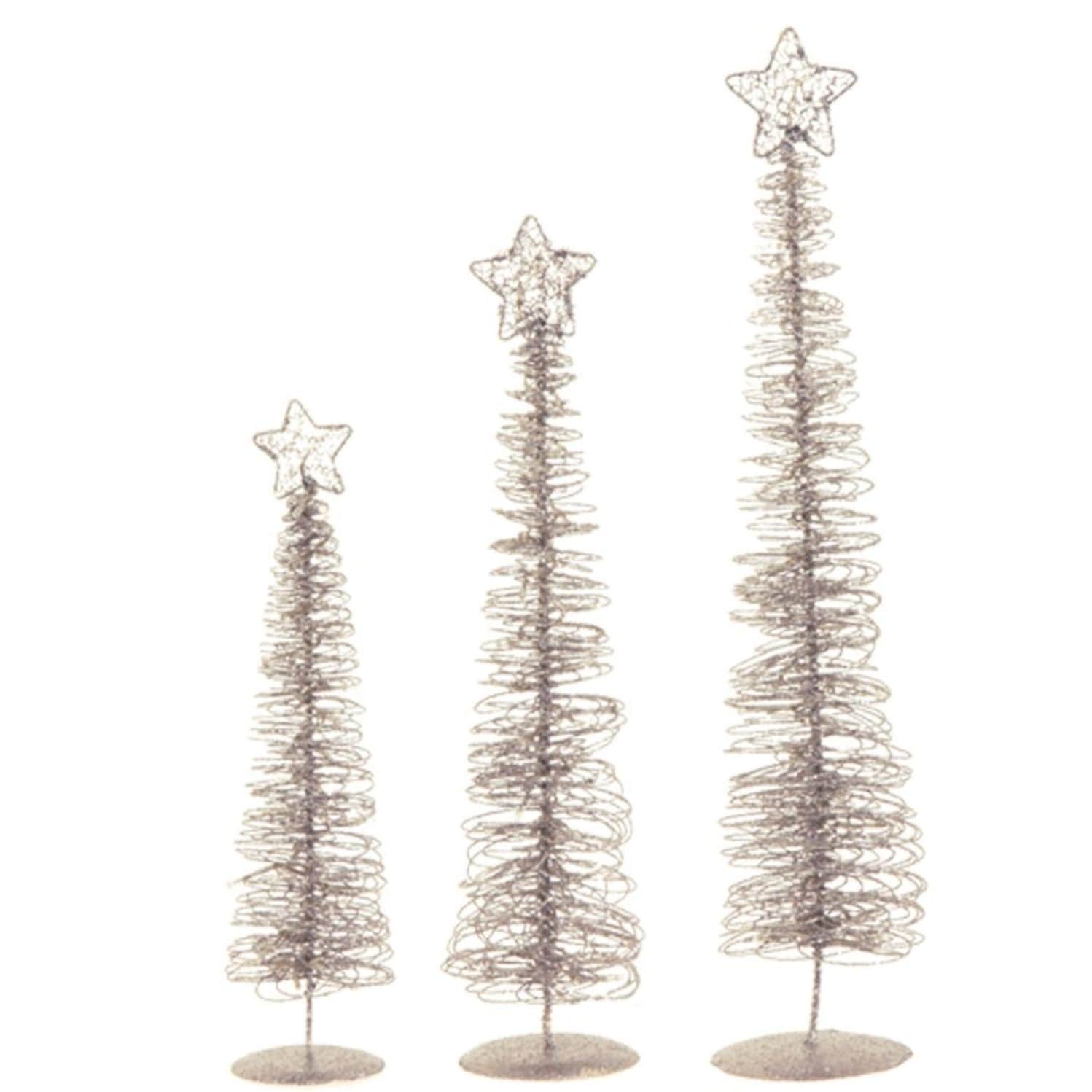 Shop Set Of 3 Winter Light Silver Glittered Spiral Christmas Tree