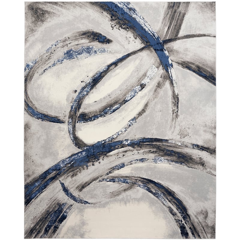 Inspire Me! Home Décor Brushstrokes Indoor only Abstract Area Rug - 8' x 10' - Grey/Navy