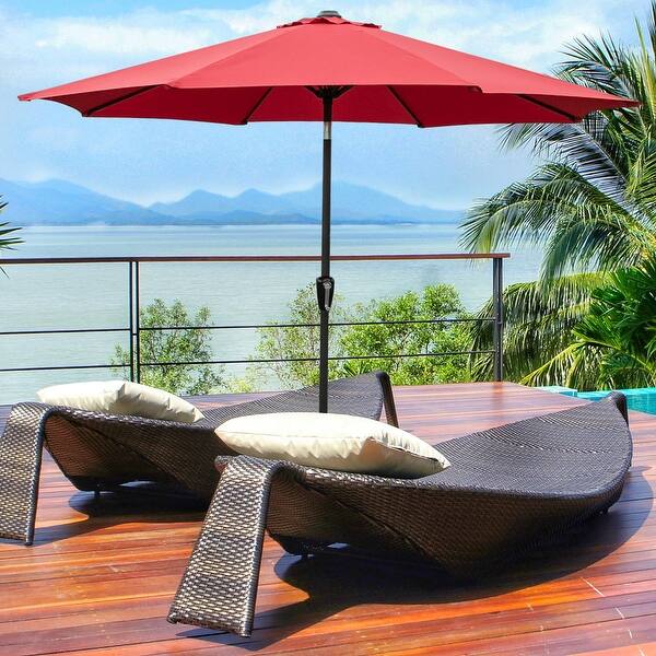 Shop Black Friday Deals On 9 Steel Beach Market Canopy Sunshade Patio Umbrella W Crank Tilt 2 Colors Overstock 22538794