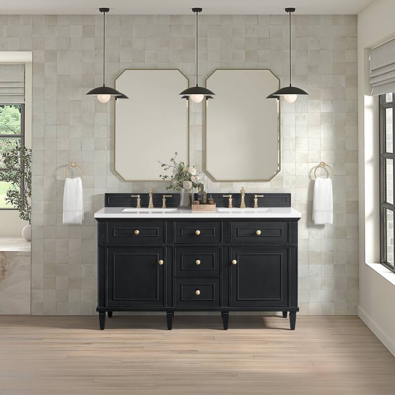 James Martin Vanities Lorelai 60" Double Vanity, Black Onyx
