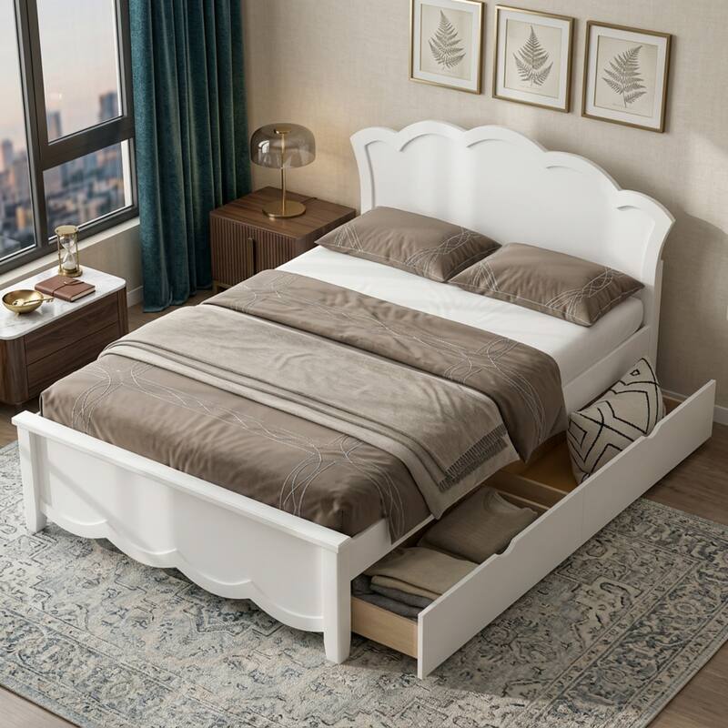 Platform Bed with Dual Underbed Drawers by Harper&Bright Designs