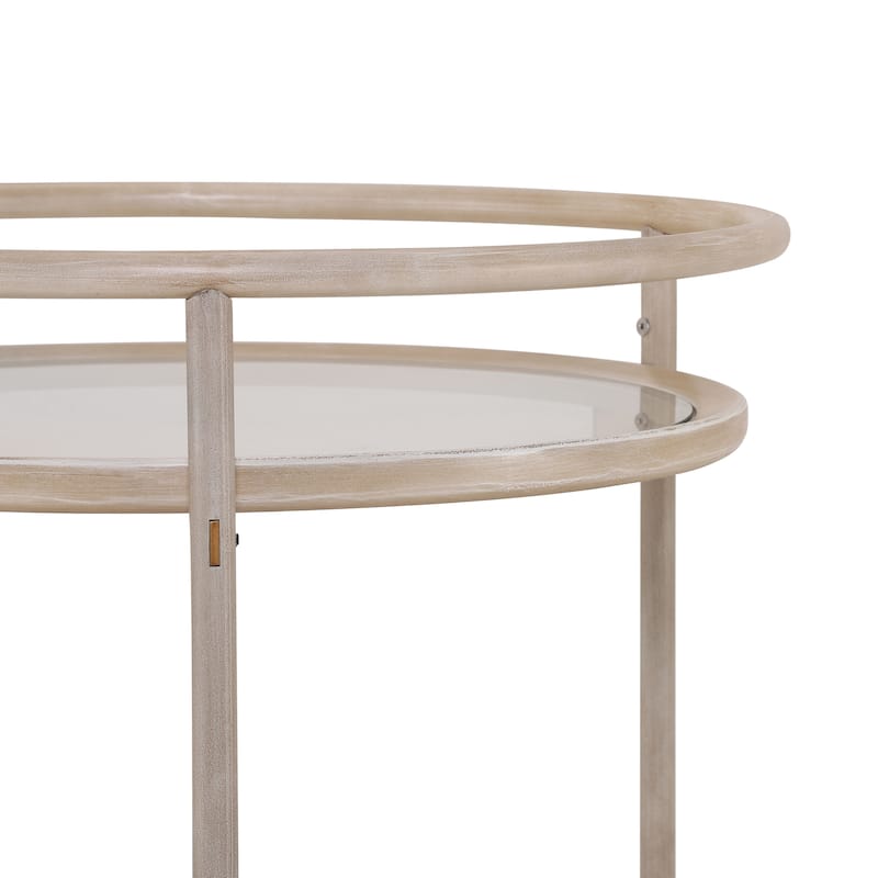 Christopher Knight Home - Aurelia Modern Round Bar Cart with Tempered Glass Shelves