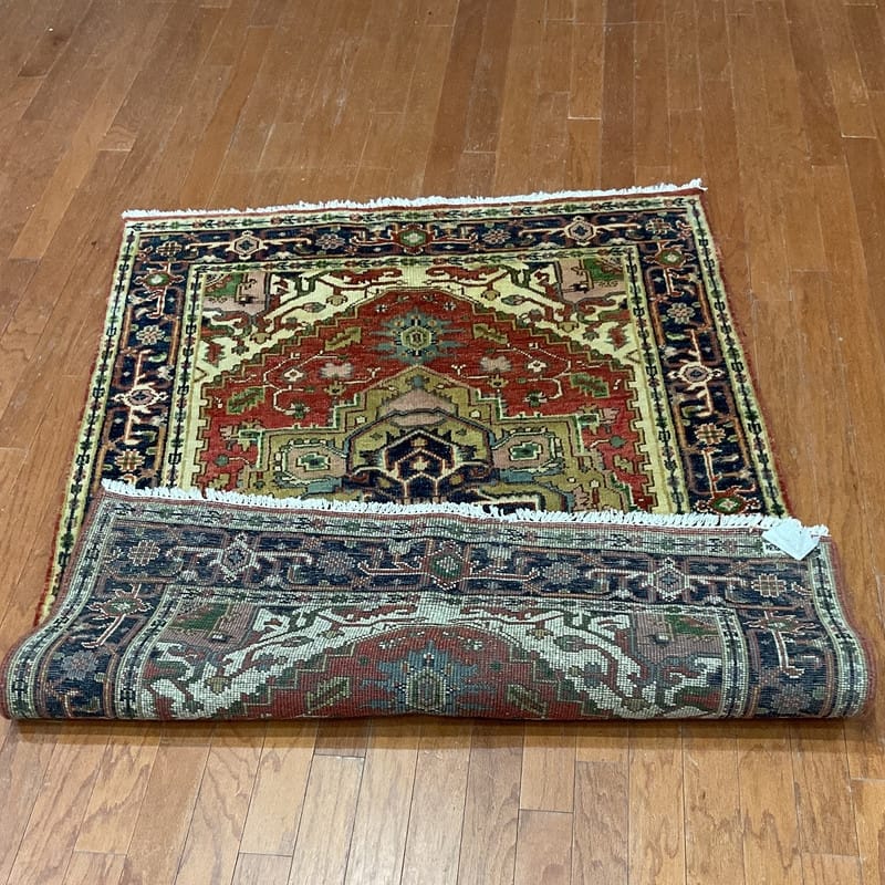 Handmade One-of-a- Kind Heriz Wool Oriental Rug 4' x 5'11 - 4 x 5.11