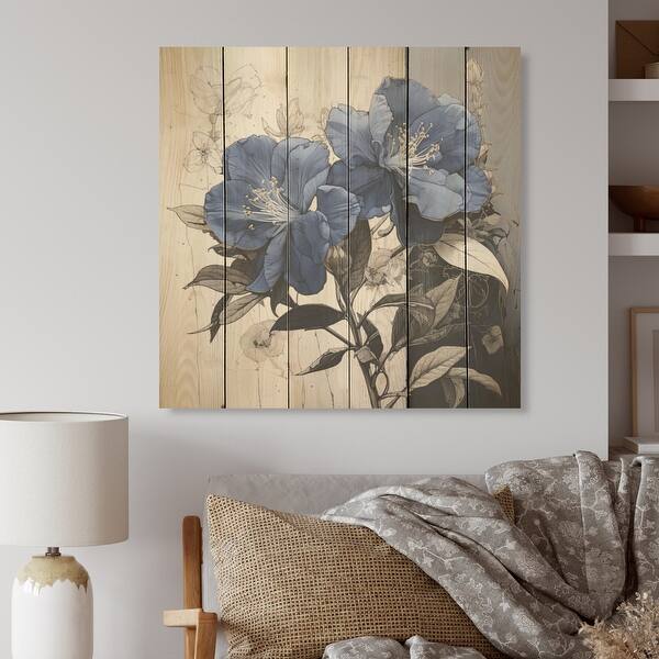 Designart "Full Bloom Rhododendron Bouquet" Rhododendron Wood Wall Decor -  Traditional Wood Panel On Natural Pine Wood - Bed Bath & Beyond - 41200813