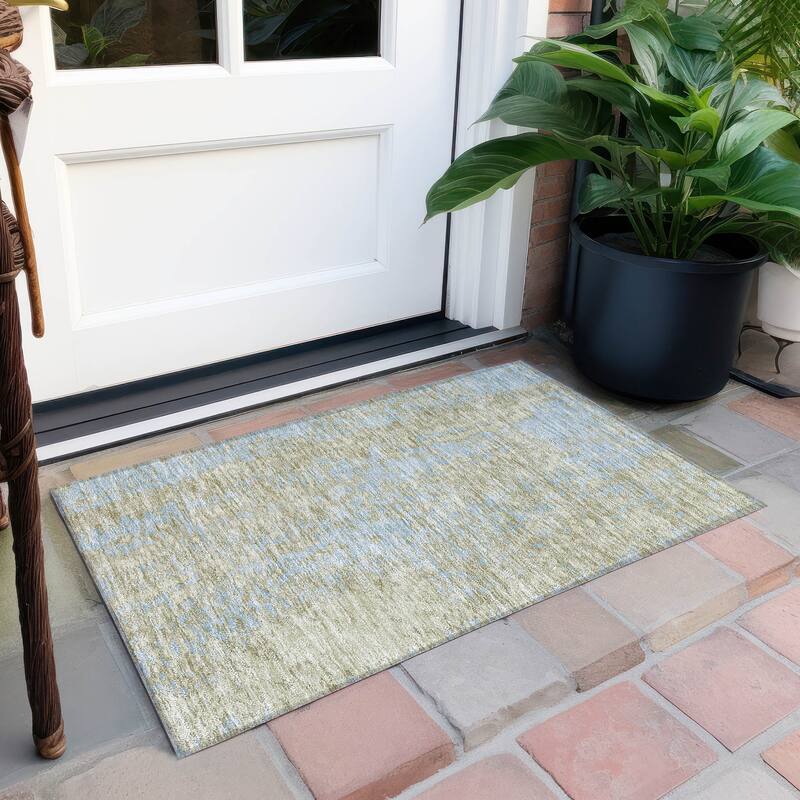 Machine Washable Indoor/ Outdoor Modern Abstract Chantille Rug - Beige - 1'8" x 2'6"