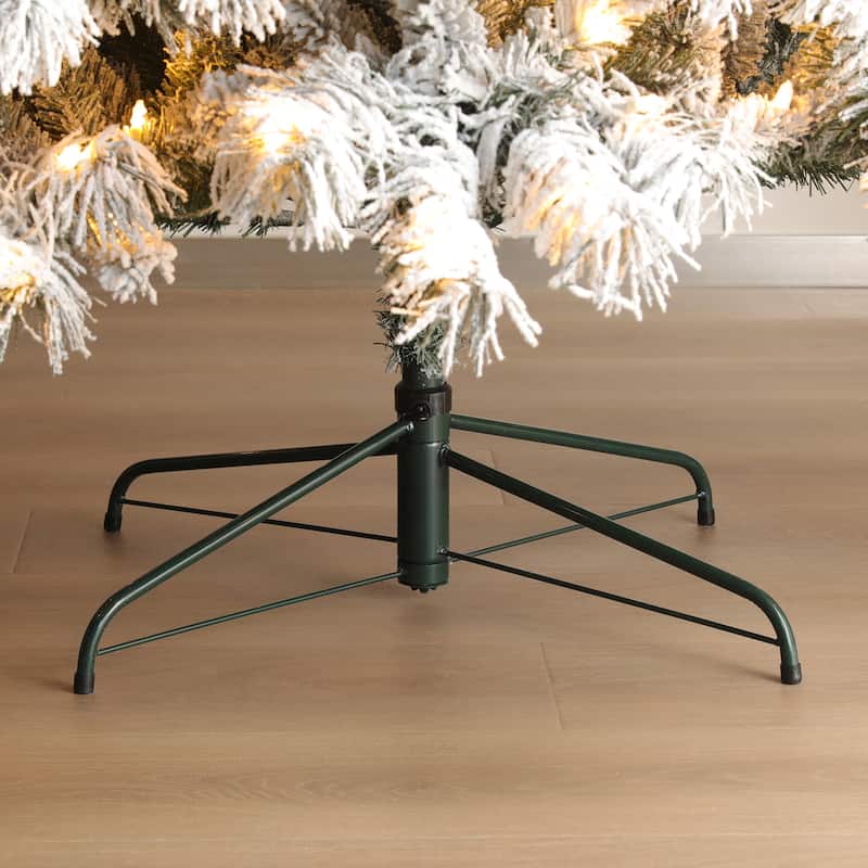 Glitzhome 6FT/7.5FT/9FT/11FT Snow Flocked Pre-lit Artificial Fir Christmas Trees