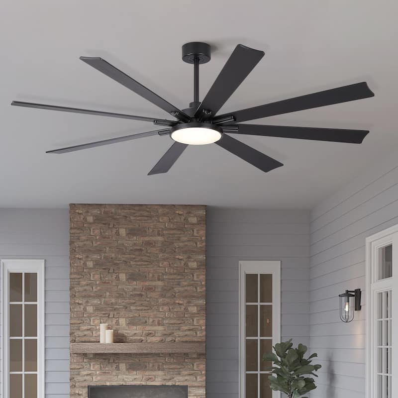 72 inch Retro Farmhouse Ceiling Fan with Light and Solid Wood Blades