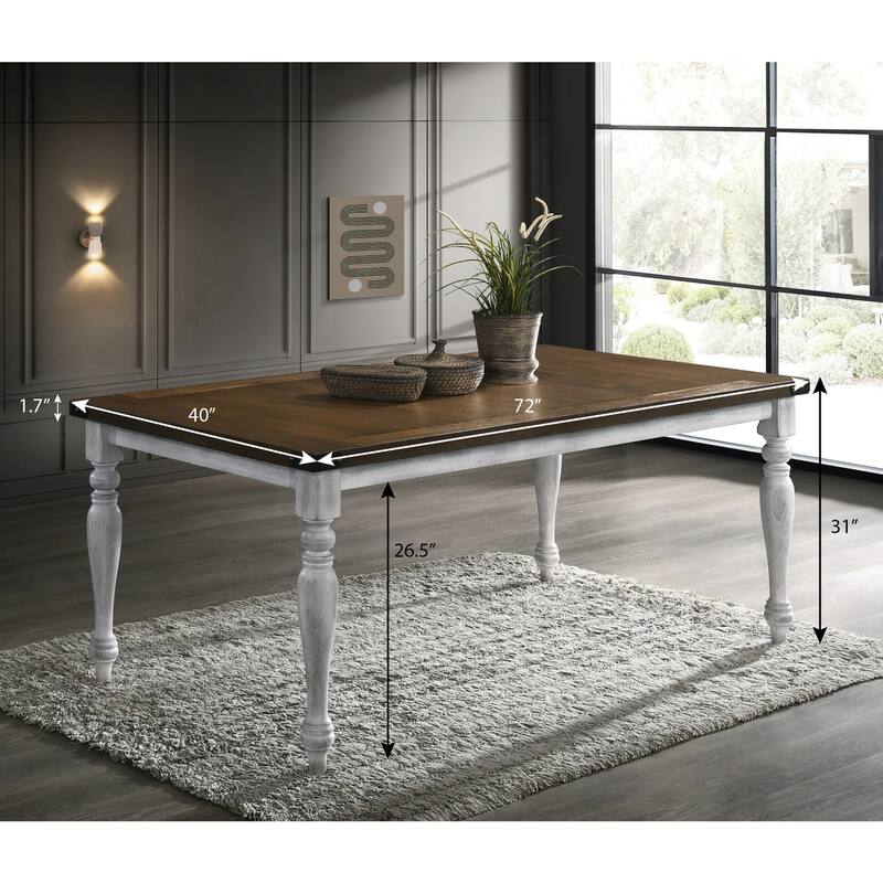 Roundhill Furniture Salines 7-Piece Dining Set, Rustic White and Oak