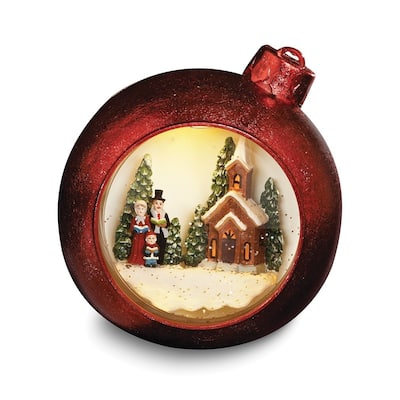 Curata Red Carolers Lighted Plastic Dome Ornament