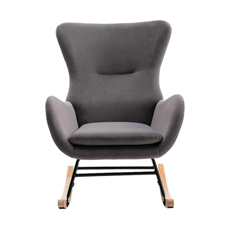 Padded Seat Rocking Chair With High Backrest And Armrests