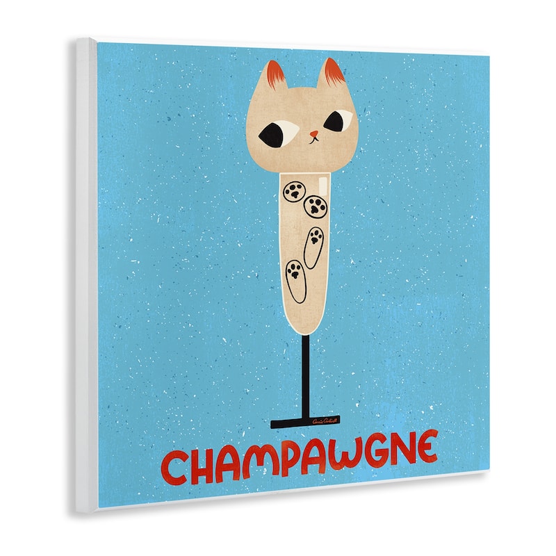Stupell Champawgne Feline Wine Wall Plaque Art Design By Carrie Cantwell