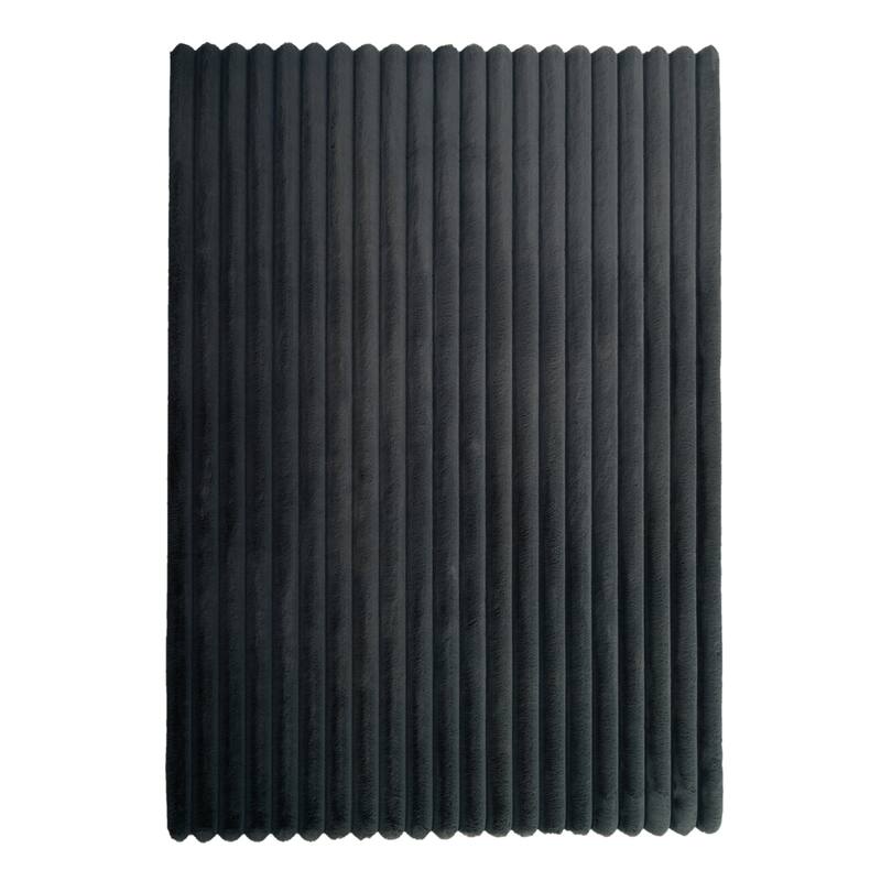 Madrid Collection Ultra Soft Ribbed Faux Fur Area Rug - Grey - Rectangle - 8 x 10