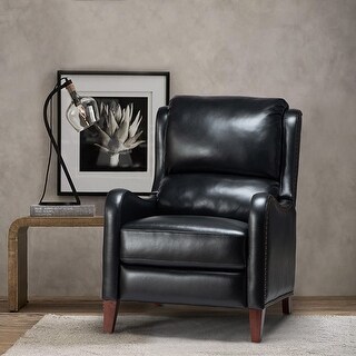 Brigida Cigar Genuine Leather Pushback Recliner with Nailhead Trim by HULALA HOME