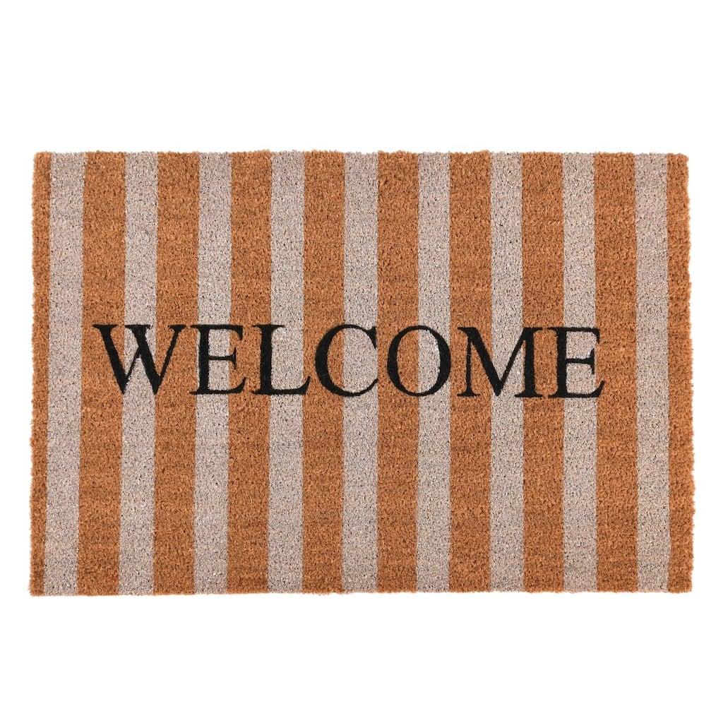 Striped Ivory and Natural Welcome Doormat by Kosas Home