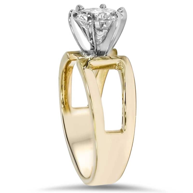 Certified 2ct Round Solitaire Lab Grown Diamond Engagement Ring Yellow Gold