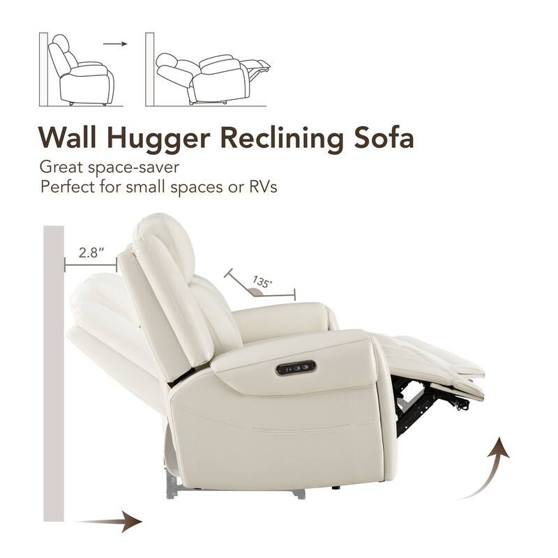 Spruce & Spring Leo Power Wall Hugger Reclining Sofa with Multi-Function Console