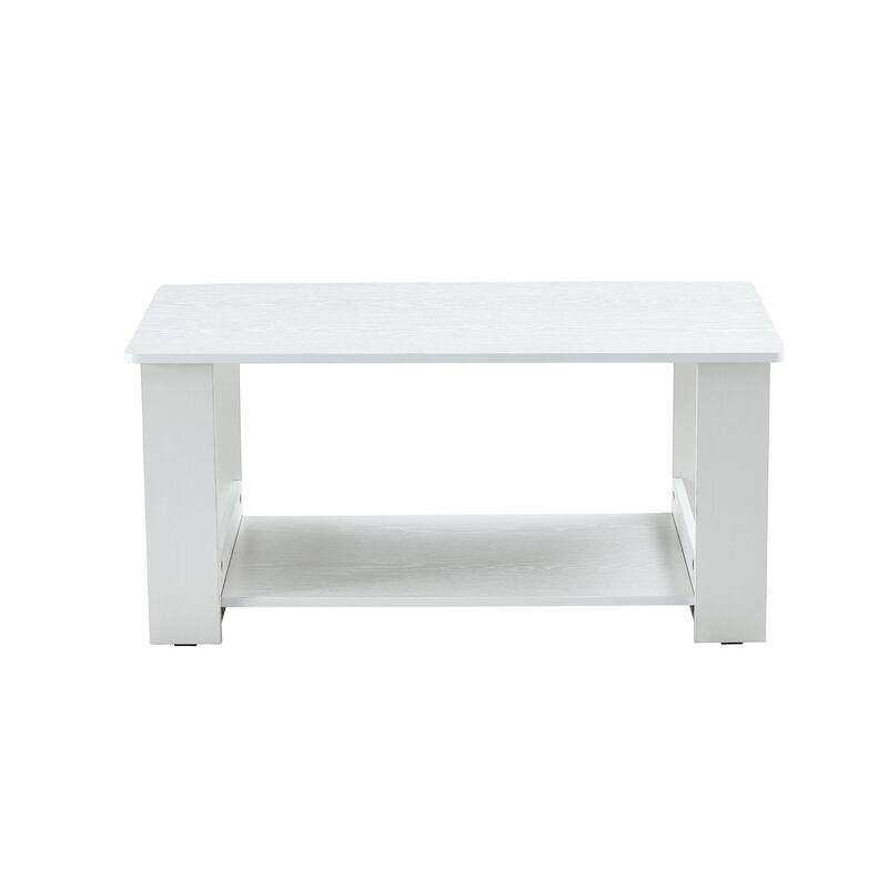 35.4" Modern Rectangular Coffee Table with Storage Shelf for Living Room, Bedroom and Study Room