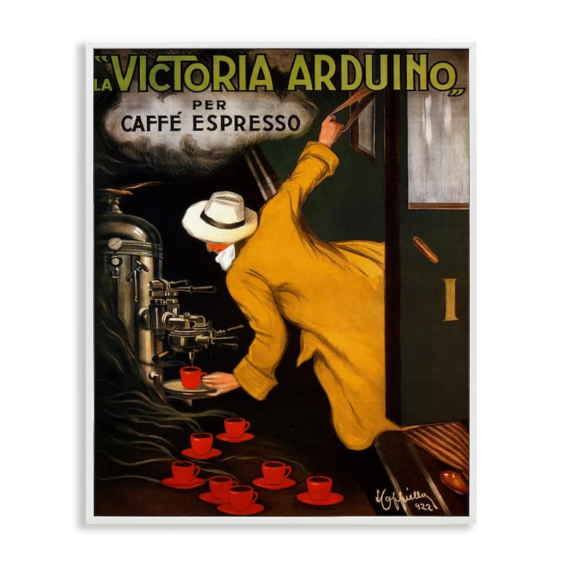 Stupell Vintage Espresso Advertisement Framed Giclee Art Design By Marcus Jules - 11 x 14 - White