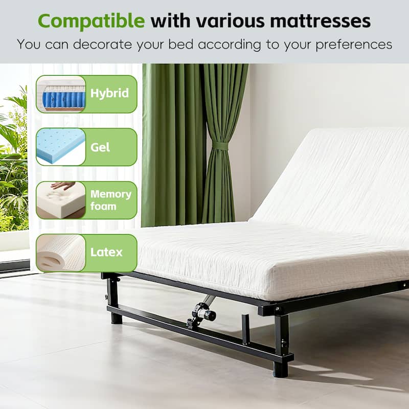 Queen Size Ergonomic Adjustable Bed Base with Wireless Remote Control