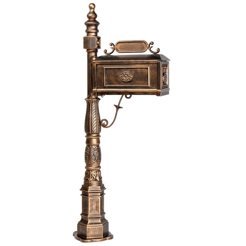 Bronze Post Mounted Mailbox - Tan