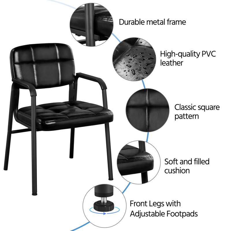 Yaheetech 2pcs Upholstered Leather Chairs with Armrest & Metal Frame