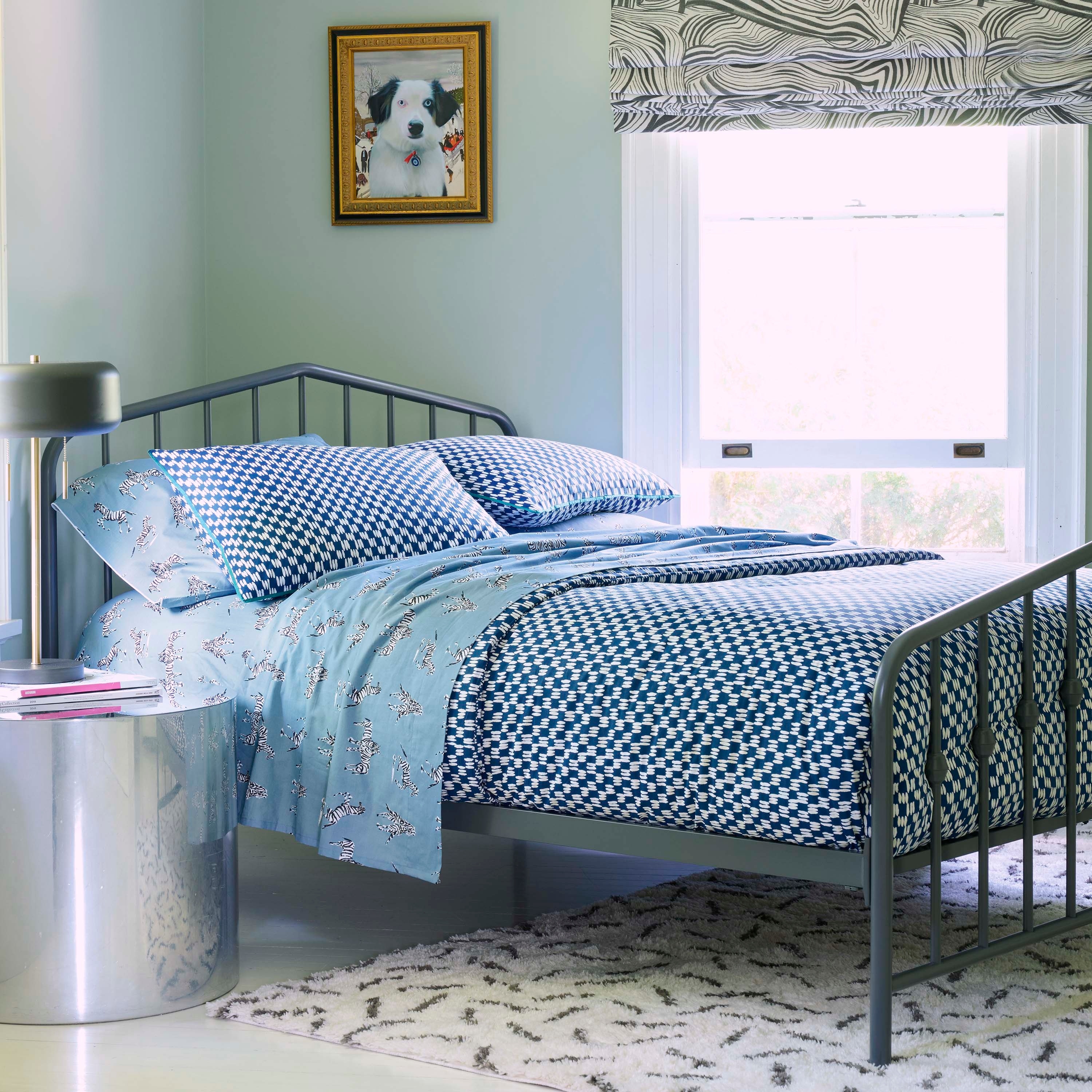 Novogratz by Utica Petite Painted Check Blue Comforter Set