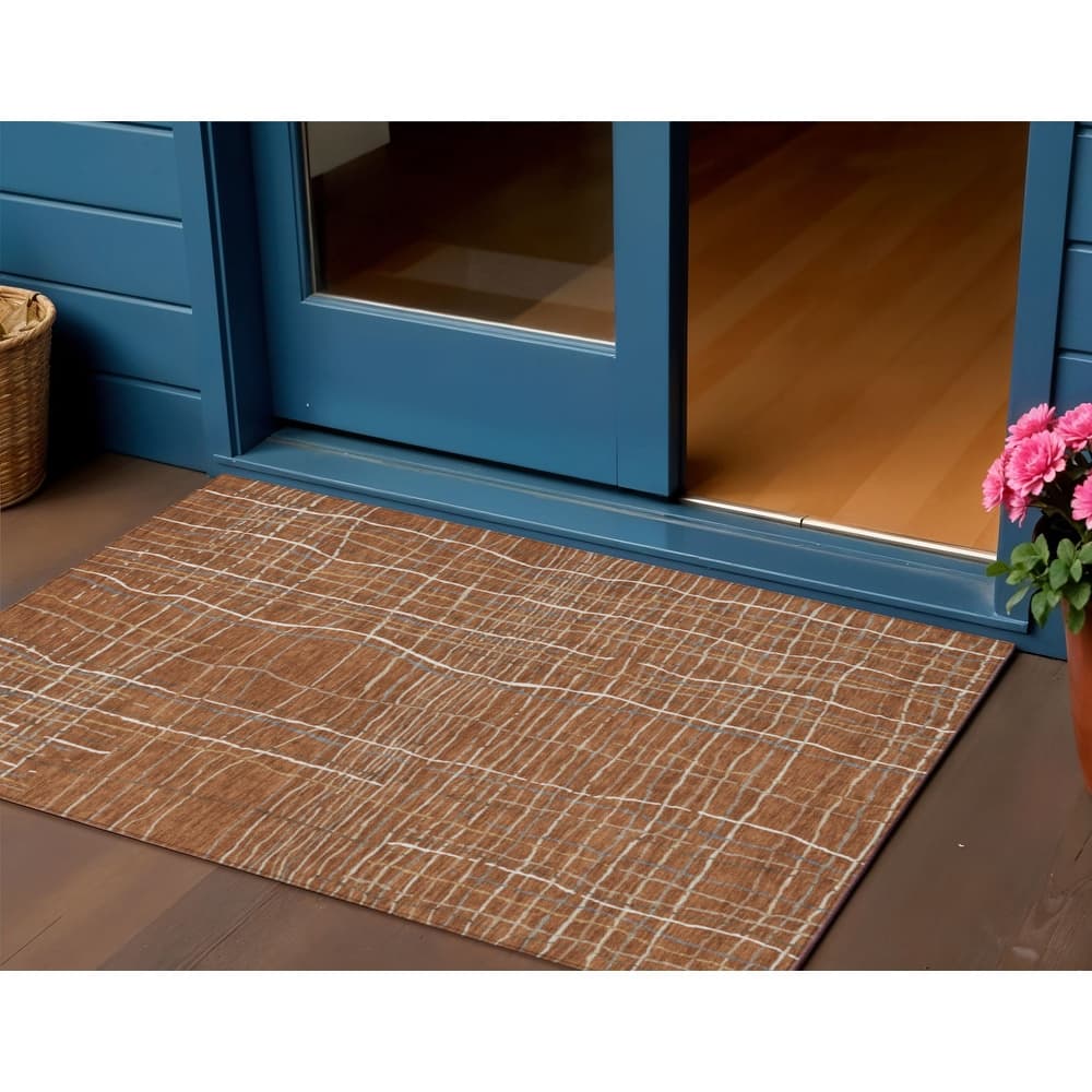 HomeRoots Striped Transitional Rectangle Outdoor Rug