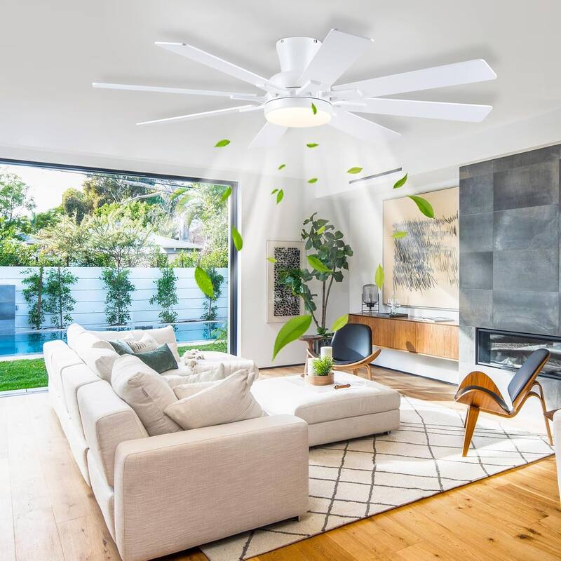 52 Inches Modern Ceiling Fan with Light and Remote 8 Plywood Blades for Bedroom Living Room - 52 Inches