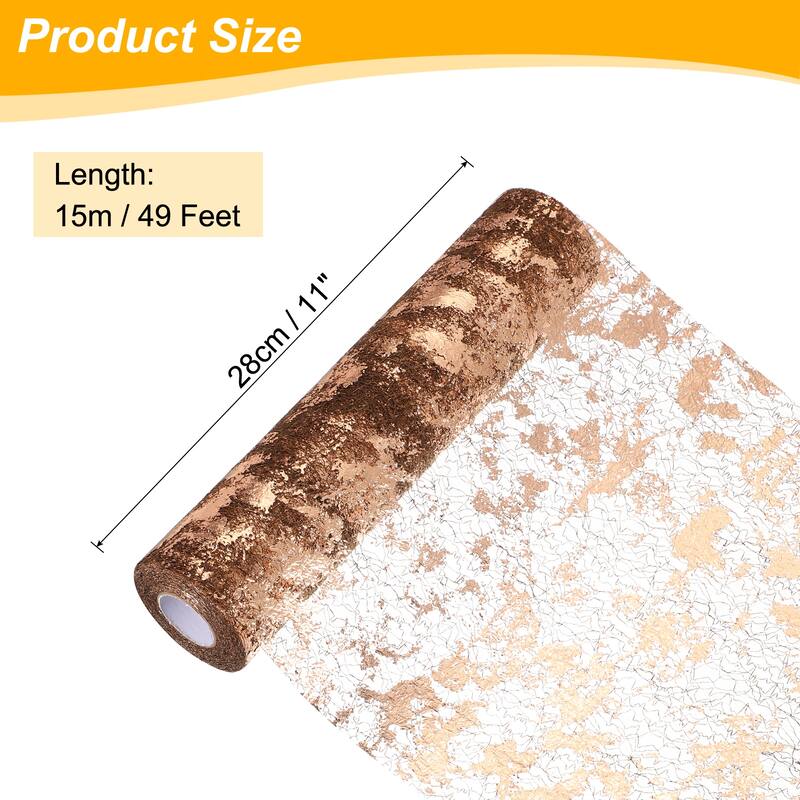 Table Runner, Sequin Gold Foil Thin Mesh Metallic Table Runner - Coffee Rose Gold - 49 Feet