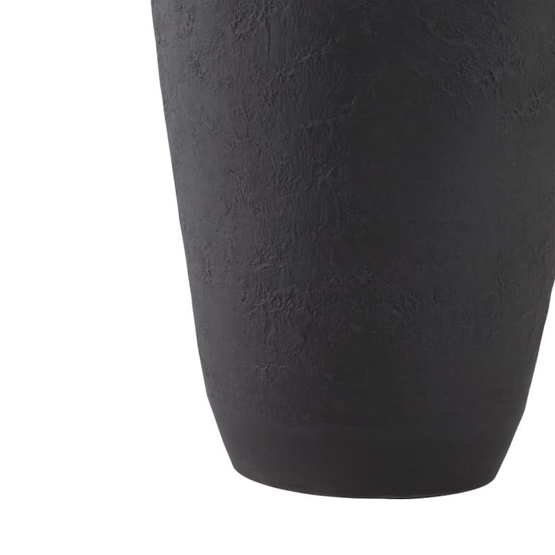 Terracotta Vase with Textured Design Height Finish - 18" Black