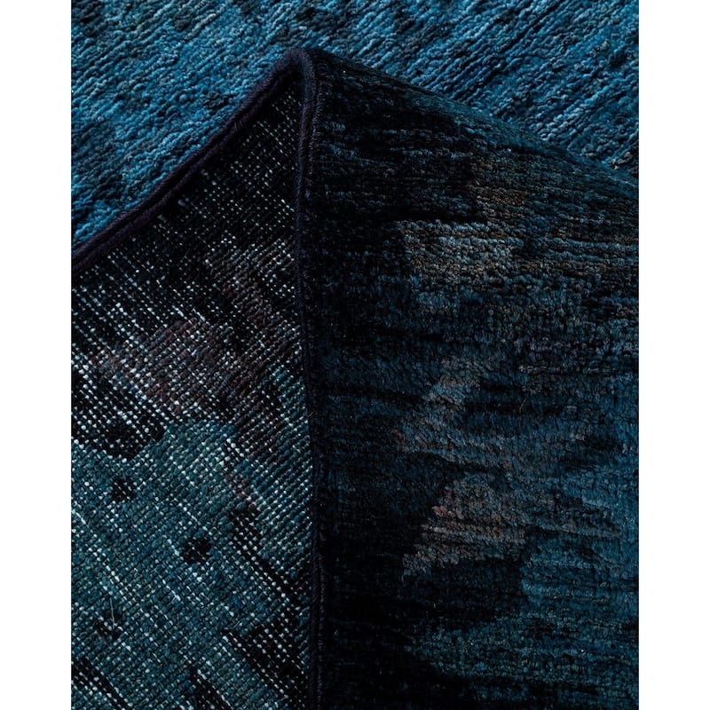Overton Hand Knotted Wool Vintage Inspired Modern Contemporary Overdyed Black Area Rug - 10' 0" x 18' 3"
