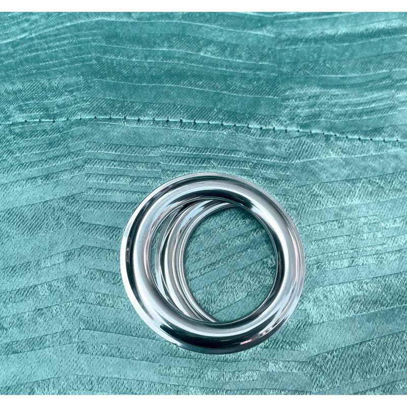 108" Long - 2 Piece Teal Solid Silky Geometric Embossed Blackout Grommet Window Curtain Panel Set - 104" x 108"
