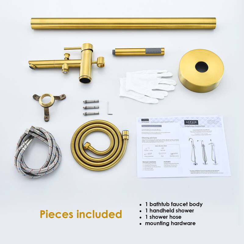 Altair Larod Single Lever Handle Freestanding Floor Mounted Tub Filler with Handshower