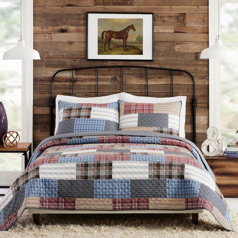 Cabin Patchwork Cotton 3-Piece Quilt Set