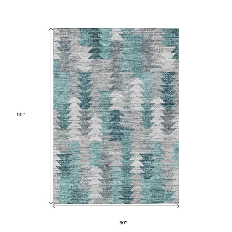 HomeRoots Geometric Transitional Rectangle Outdoor Rug