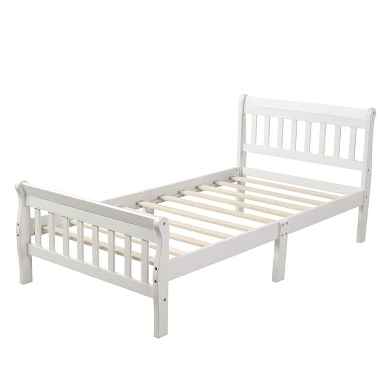 Merax Wood Twin Platform Bed with Headboard, Footboard, Slat Support