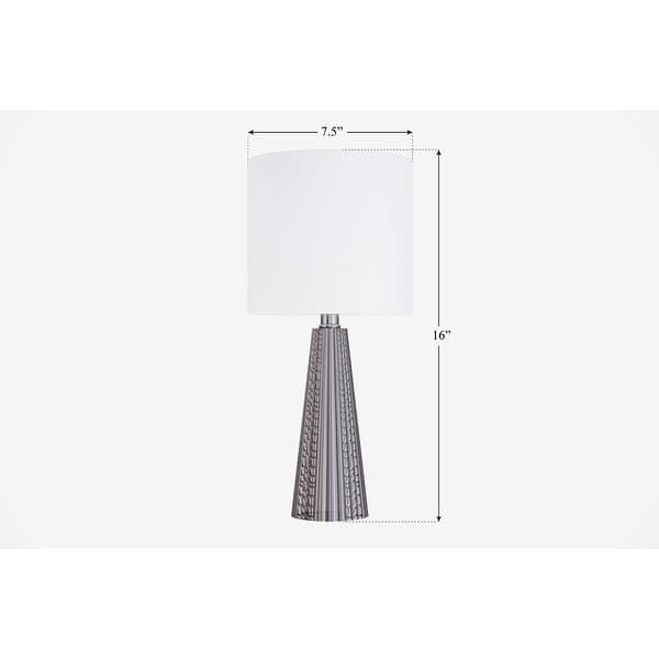 dimension image slide 0 of 13, 16-in. Glass Lamp w/ Brushed Nickel Accents and Drum Shade