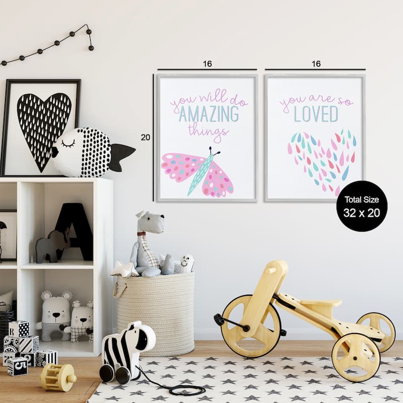 Stupell Pastel Inspirations with Dragonfly Framed Giclee Art Design By Kim Allen (Set of 2)