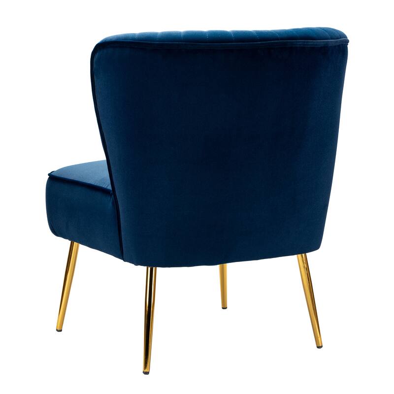 Monica Living Room Armless Accent Comfy Chair with Tufted Back and Metal Legs by HULALA HOME