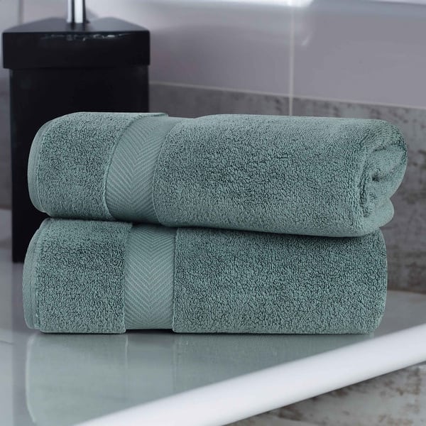 Superior Soft Oversize Zero Twist Cotton Bath Sheets (Set of 2) - Jade