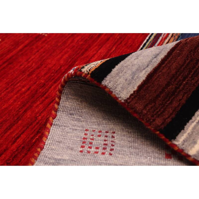 ECARPETGALLERY Hand Loomed Kashkuli Gabbeh Red Wool Rug - 6'4 x 9'7