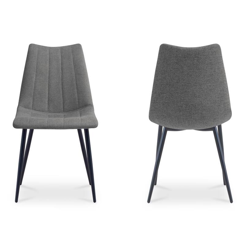 NADAAL STUDIOS Florian Dining Chair, Performance Fabric Upholstery, Vertical Stitching, Dark Grey - Set of 2