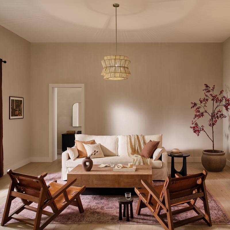 Kichler Lighting Ophira 22 Inch 1 Light Pendant with Jute Shade in Champagne Bronze