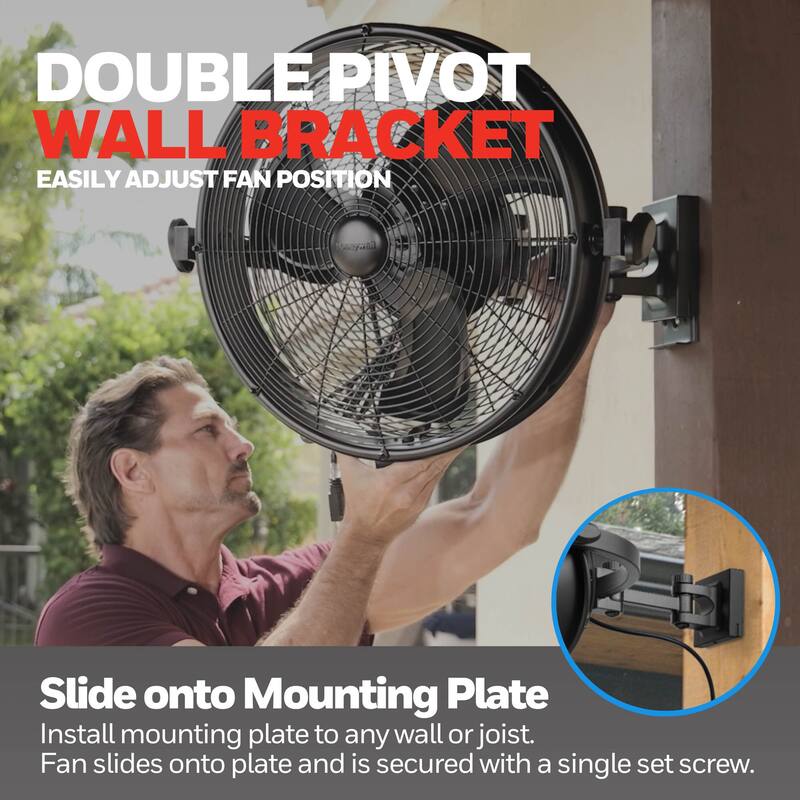 20" Honeywell Matte Black Outdoor Wet-Rated Wall Fan with Remote Control - 20 Inches